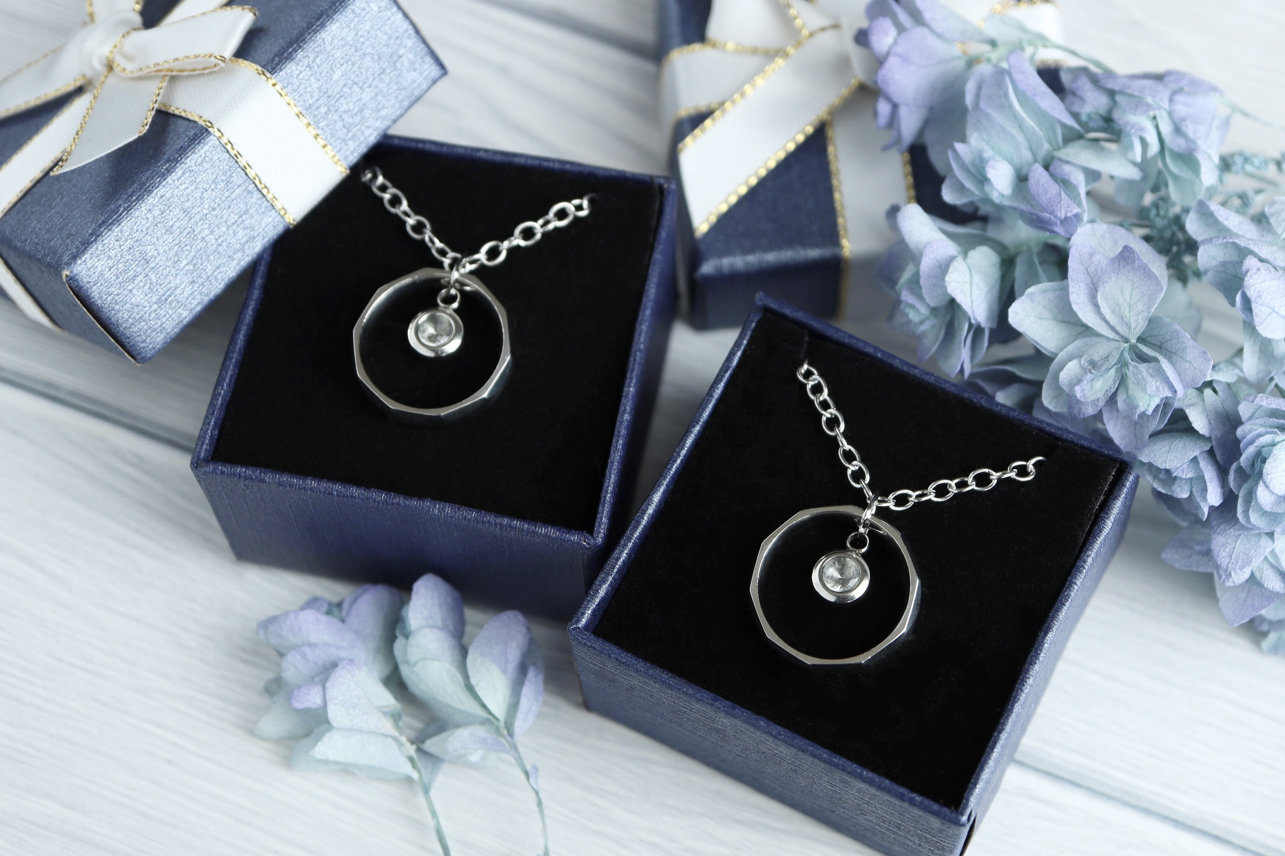 刻印♦︎ペアリングネックレス♦︎天然石宝石質AAAアクアマリン♦︎サージカルステンレス♦︎クリスマスコフレ