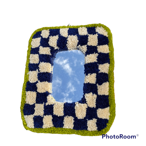 タフティングミラー 壁掛けミラー チェッカー 韓国インテリア