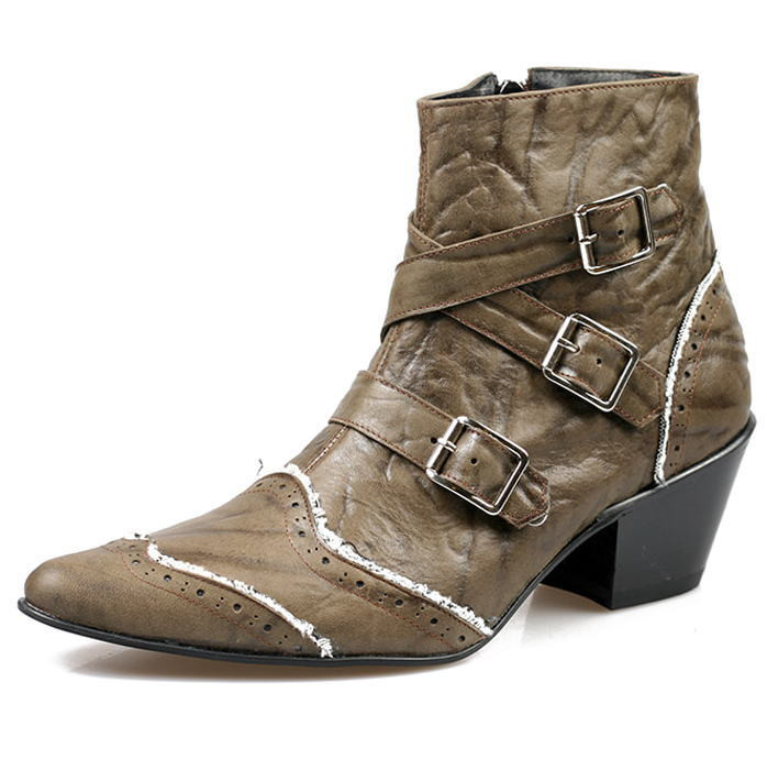 レザーブーツ ベルトデザインブーツ サイドジップブーツ ハンドメイドブーツ メンズブーツ ブーツ