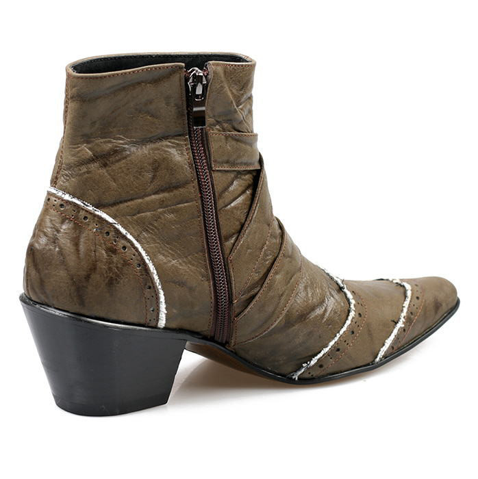 レザーブーツ ベルトデザインブーツ サイドジップブーツ ハンドメイドブーツ メンズブーツ ブーツ