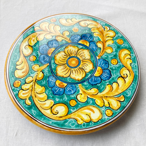 鍋敷き 壁掛け 20cm POG012 マヨリカ焼き イタリア陶器 シチリア 鍋