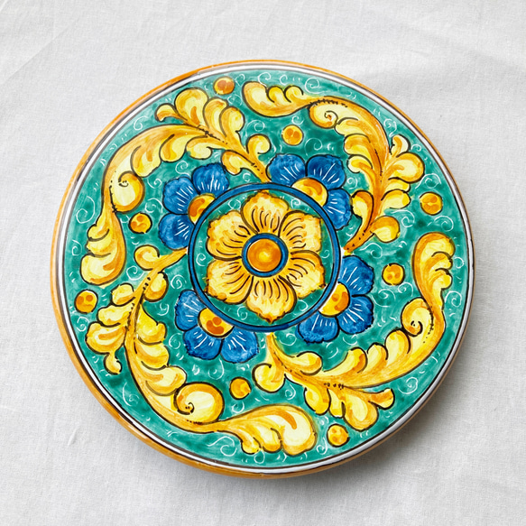 鍋敷き 壁掛け 20cm POG012 マヨリカ焼き イタリア陶器 シチリア 鍋