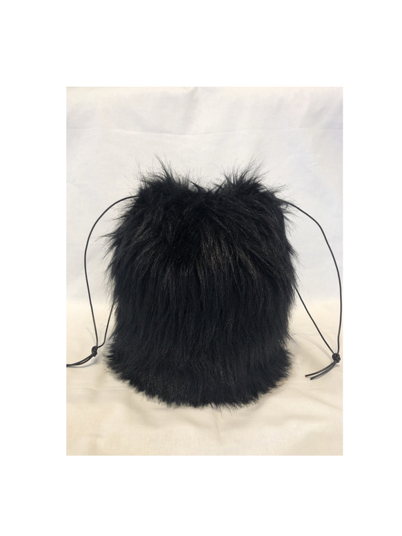 Eco fur drawstring bag   long hair 7枚目の画像