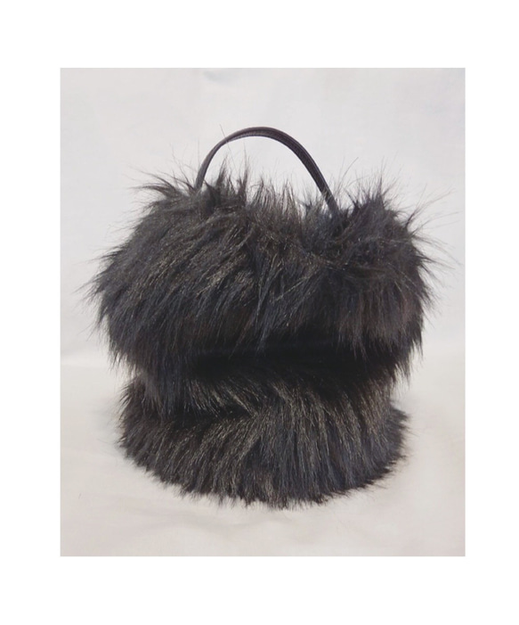 Eco fur drawstring bag   long hair 8枚目の画像