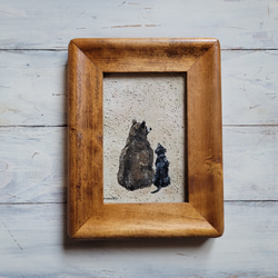 クマさんとラブラドールレトリバー　木製額縁の絵　インテリアアート　犬の絵 1枚目の画像