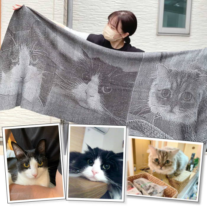 ペット 写真 メモリアル ストール ショール ブランケット ニット うちの子オーダー 2025 ペットメモリアル