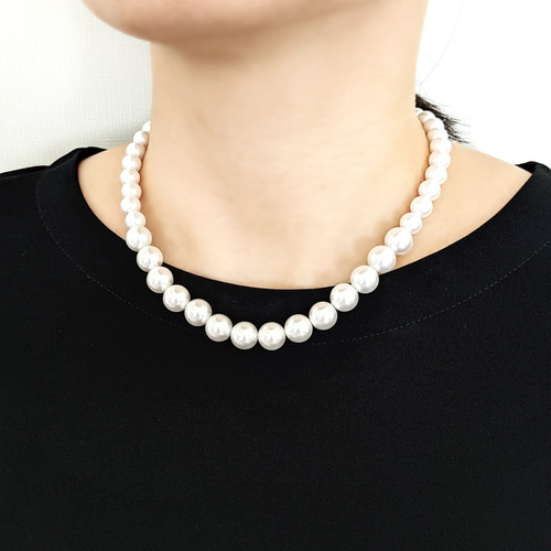 2点Set】7,8,10mmサイズグラデーション＊パールネックレス&一粒