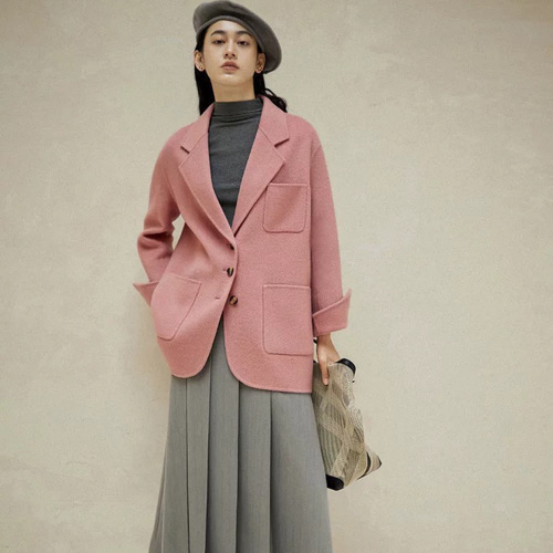 ウール100％】大人ピンク 通勤にも便利なウールコート 【春秋冬