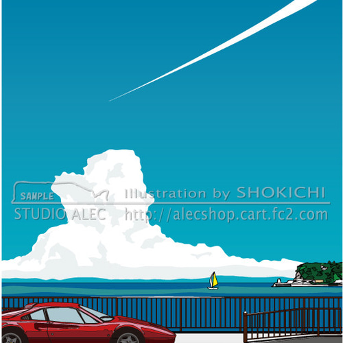 版画作品 湘南イラスト「海風を追いかけて」 版画 STUDIO ALEC 通販