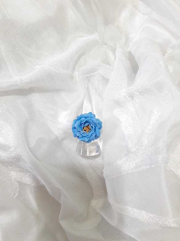 Blue/ Fuchsia Peony Ring 第5張的照片