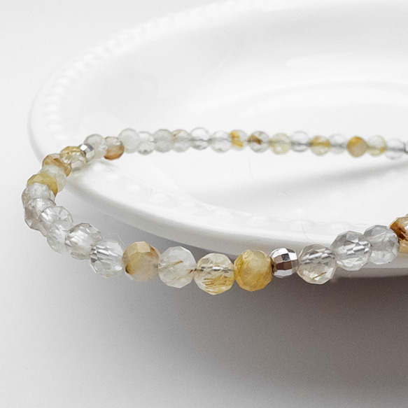 ルチルクォーツ ブレスレット SV925 シルバー 天然石 細身 ブレス br045s2 4枚目の画像