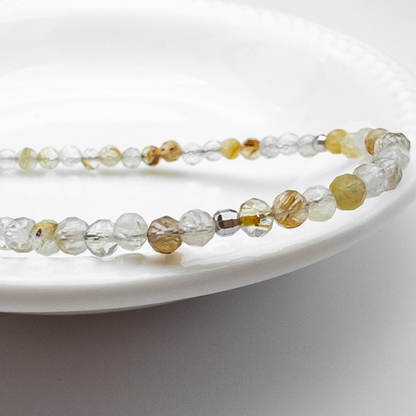 ルチルクォーツ ブレスレット SV925 シルバー 天然石 細身 ブレス br045s2 5枚目の画像