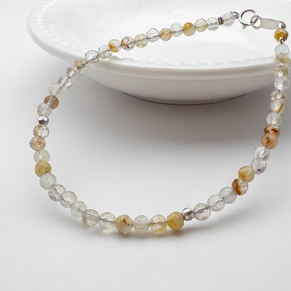 ルチルクォーツ ブレスレット SV925 シルバー 天然石 細身 ブレス br045s2 1枚目の画像