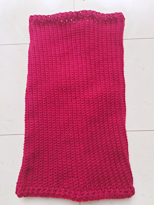 【再販】くしゅくしゅ ネックウォーマー 赤 レッド 編み 手編み 編み物 3枚目の画像