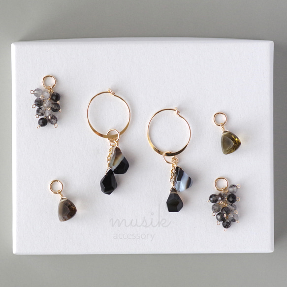 14kgf *ストライプオニキス×レモン・スモーキークォーツ×トルマリン  