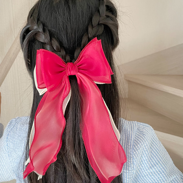 オーガンジーリボンヘアゴム スノーサンタ オーガンジーリボンヘアゴム スノーサンタ