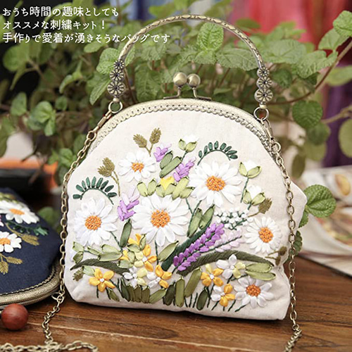 ハンドメイド 手刺繍ガマ口セット (刺繍バッグキット 刺繍 ハンドメイド 手刺繍ガマ口セット (刺繍バッグキット 刺繍