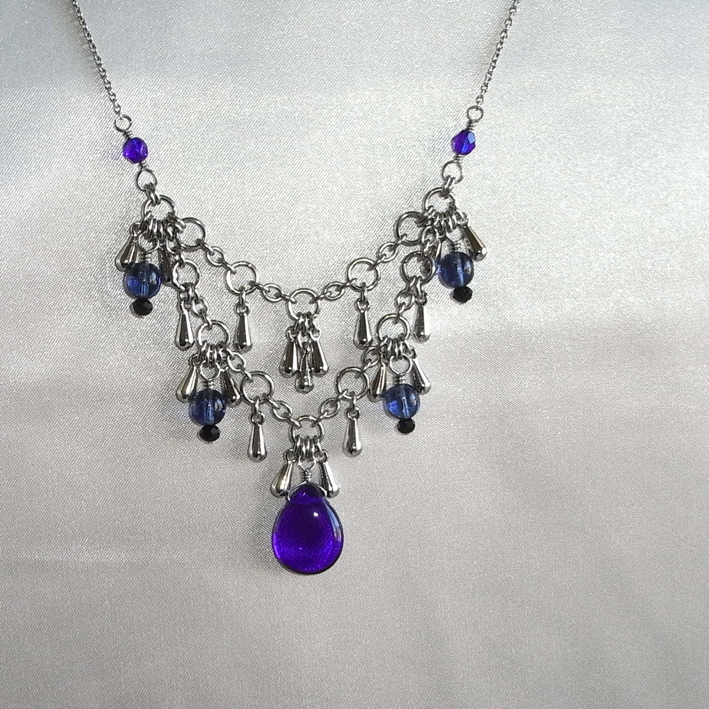 紺色drop＊サージカルステンレスネックレス