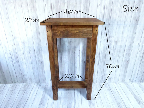 ハンドメイド ショートサイドテーブル（ダークチーク色） 6枚目の画像