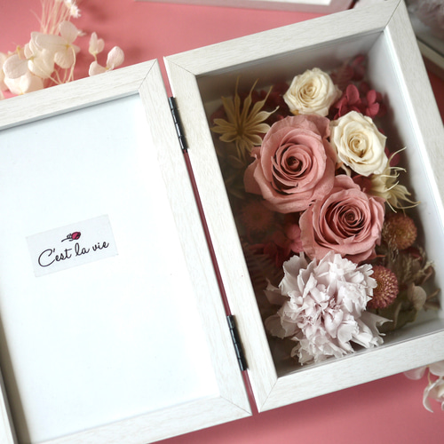 プリザーブドフラワー ドライフラワー フォトフレーム 写真立て(縦型