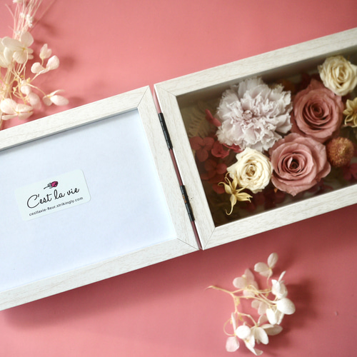 プリザーブドフラワー ドライフラワー フォトフレーム 写真立て(横置き