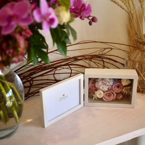 プリザーブドフラワー ドライフラワー フォトフレーム 写真立て(横置き