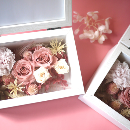 プリザーブドフラワー ドライフラワー フォトフレーム 写真立て(横置き
