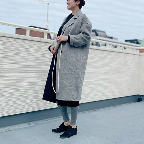 再々〜々販】ダブルブレストリバーシブル生地のコートグレー22025GLF