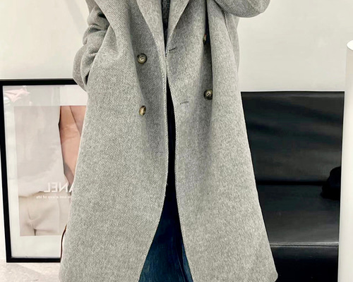 再々〜々販】ダブルブレストリバーシブル生地のコートグレー22025GLF