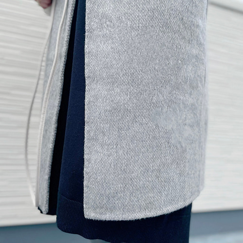 再々〜々販】ダブルブレストリバーシブル生地のコートグレー22025GLF