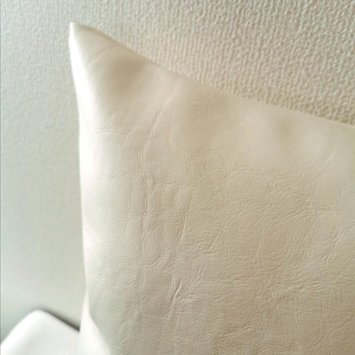 汚れに強い♪ アイボリー 合皮レザー 無地 クッションカバー 40