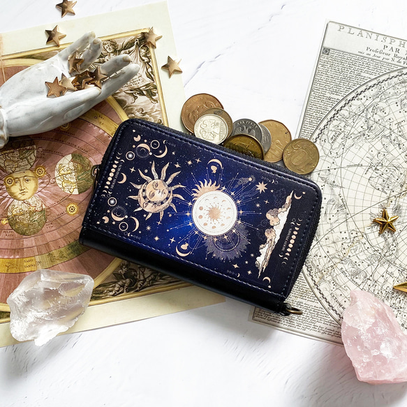月と太陽、始まりの物語 "MOON&SUN" ミニ財布・コンパクト財布 キーウォレット 2枚目の画像