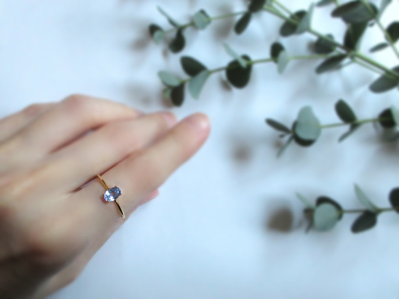 [九月生日石] 6x4 毫米美麗藍寶石刻面戒指 第5張的照片