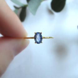 [九月生日石] 6x4 毫米美麗藍寶石刻面戒指 第9張的照片