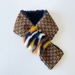 [僅 1 件] Mokomoko Warm * Compact 圍巾 * MIX Color Tweed &amp; Itali 第4張的照片
