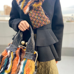 [僅 1 件] Mokomoko Warm * Compact 圍巾 * MIX Color Tweed &amp; Itali 第12張的照片