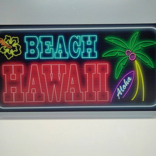 ハワイ☆ビーチ★Hawaii★アロハ★ライト★置物★雑貨★LED電光看板 Lサイズ】ハワイ ビーチ アロハ サーフィン ヤシの木 海 夏 南国