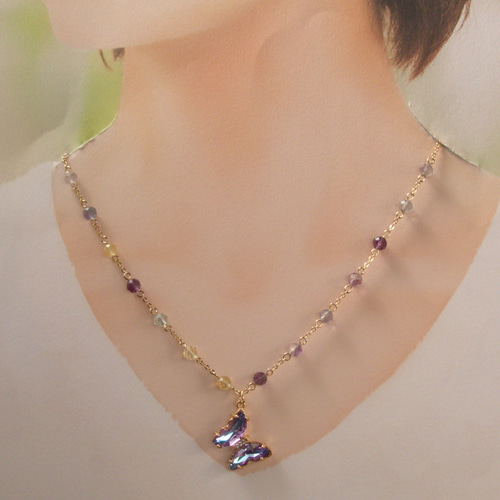 【人気No.1】 SALE 33%OFF】レインボーフローライトのビーズチェーン ネックレス・ペンダント