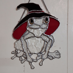 壁掛けステンドグラスパネル カエルの魔法使い 1枚目の画像