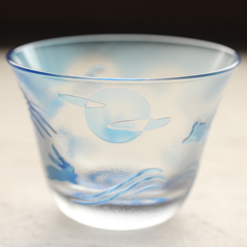 2023 干支】ガラス ぐい呑み お猪口 「野に遊ぶ」ブルー おちょこ