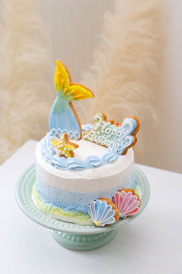 【お誕生日】バースディケーキ用オーガニックアイシングクッキー　スマイルフラワー　／　スマッシュケーキ 3枚目の画像