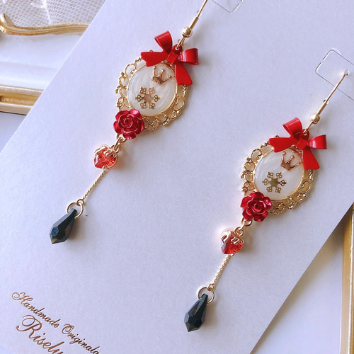 白雪姫 雪とリンゴのジルコニアピアス／イヤリング ピアス（フック