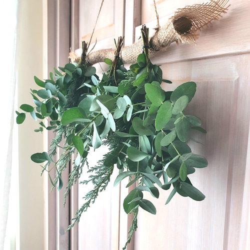 ナチュラルガーランド コニファー ユーカリ クリスマス 壁飾り