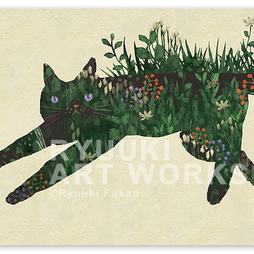 額装絵画【A3ノビ】野草猫 ※他サイズへの変更可能 絵画 深尾竜騎 通販 