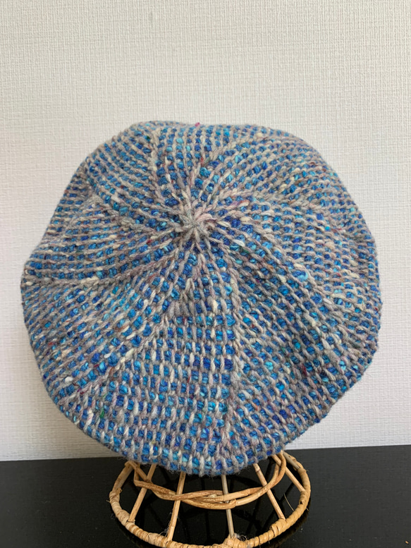 ベレー帽（アフガン編み　チュニジアンクロッシェ） 3枚目の画像