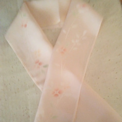 【新品】正絹半衿(薄ピンクに花)　シルク  着付け小物 11枚目の画像