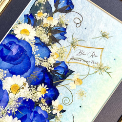 夢かなう貴重な青い薔薇の押し花アート額03 4枚目の画像