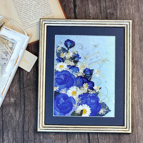 押し花 押し花額 押し花アート クリスマスリース お正月 バラ