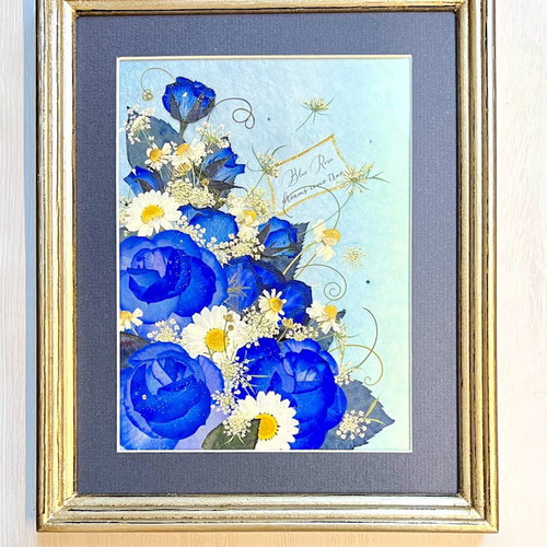 押し花 押し花額 押し花アート クリスマスリース お正月 バラ