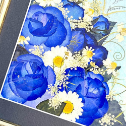 夢かなう貴重な青い薔薇の押し花アート額03 7枚目の画像